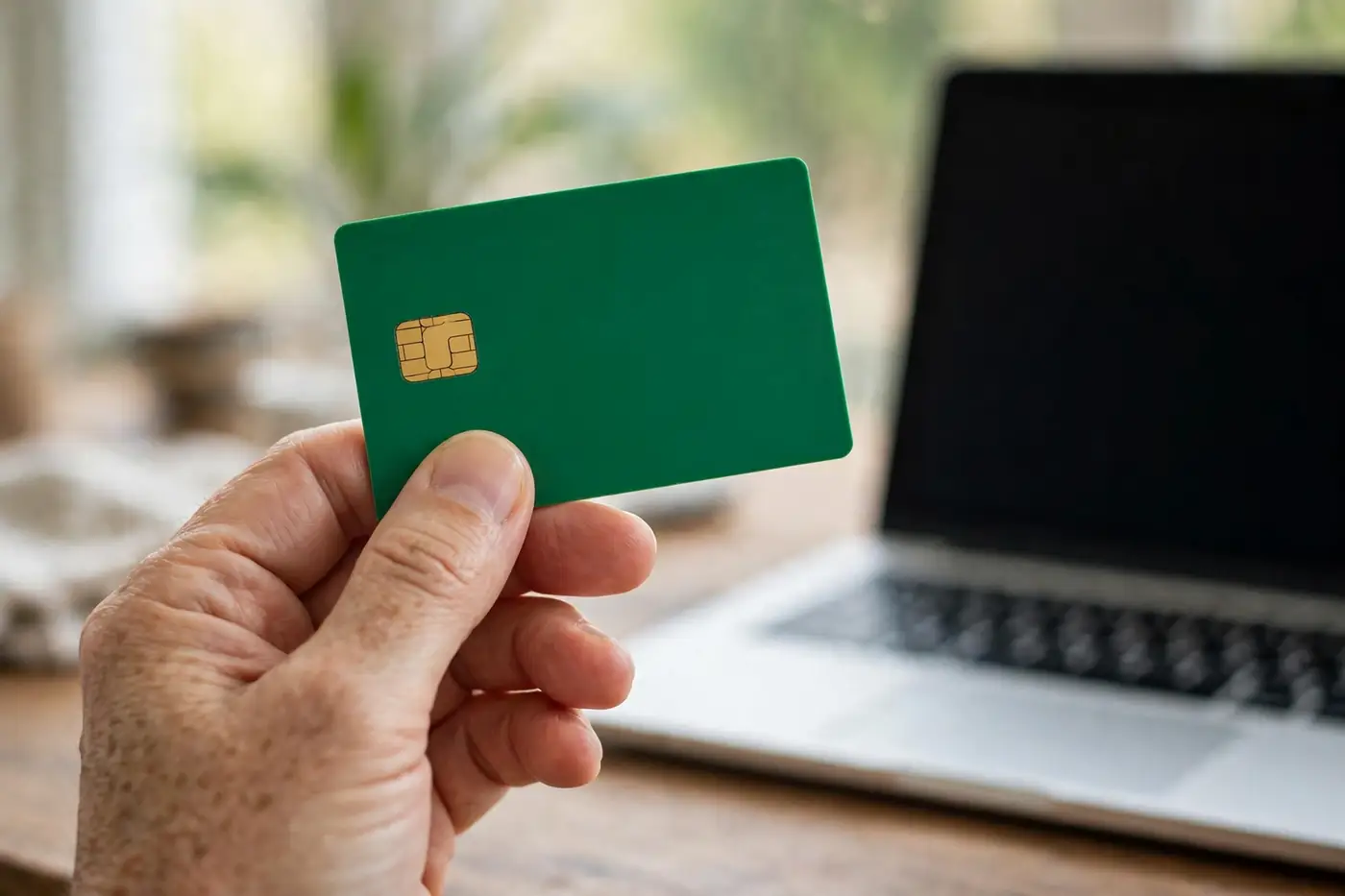 Main tenant la carte Chifa, carte à puce verte de l'assurance maladie CNAS en Algérie