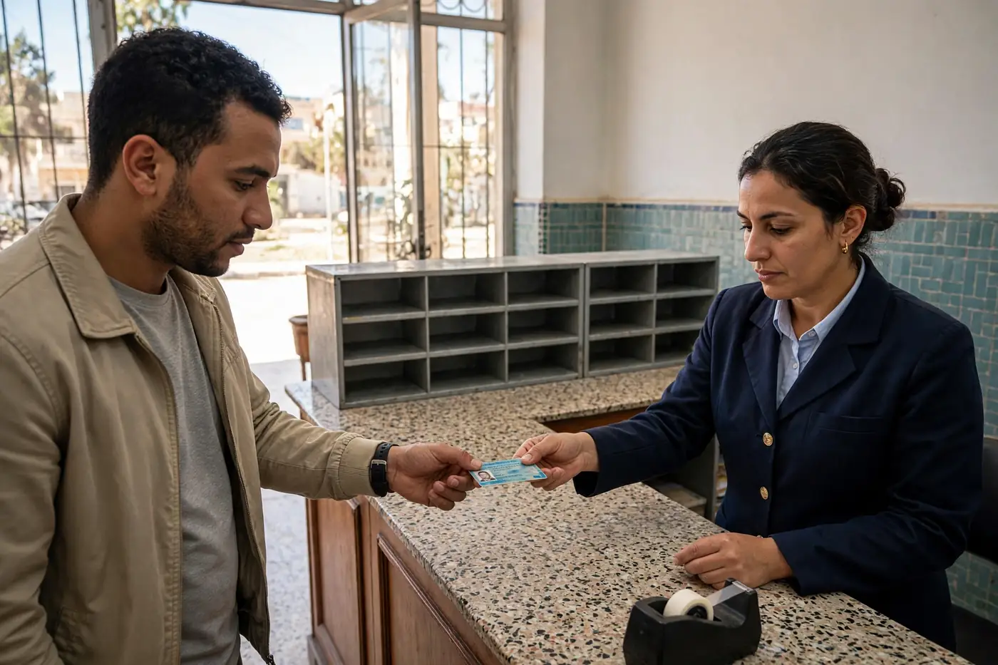 Carte Edahabia (2026) : demande, activation, plafonds et tarifs 1 Demande de la carte Edahabia au guichet d'un bureau de poste en Algérie