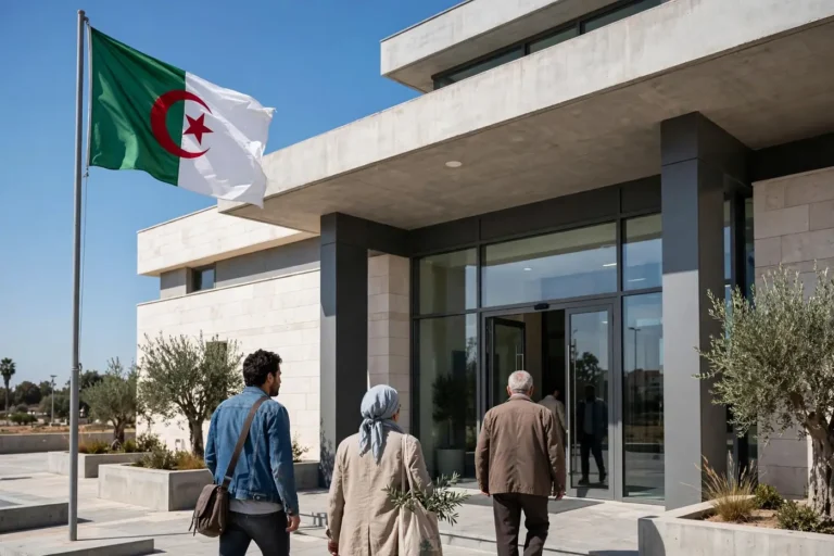Entrée d'une mairie en Algérie pour la demande de carte d'identité biométrique CNIBE