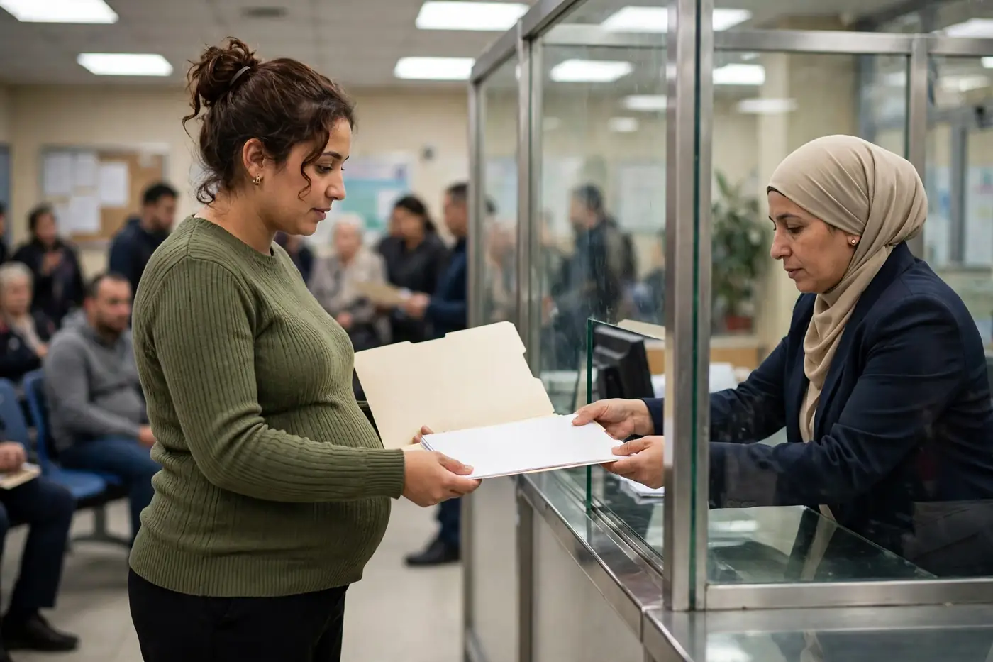 Dépôt du dossier de congé maternité Algérie au guichet d'un centre de paiement CNAS