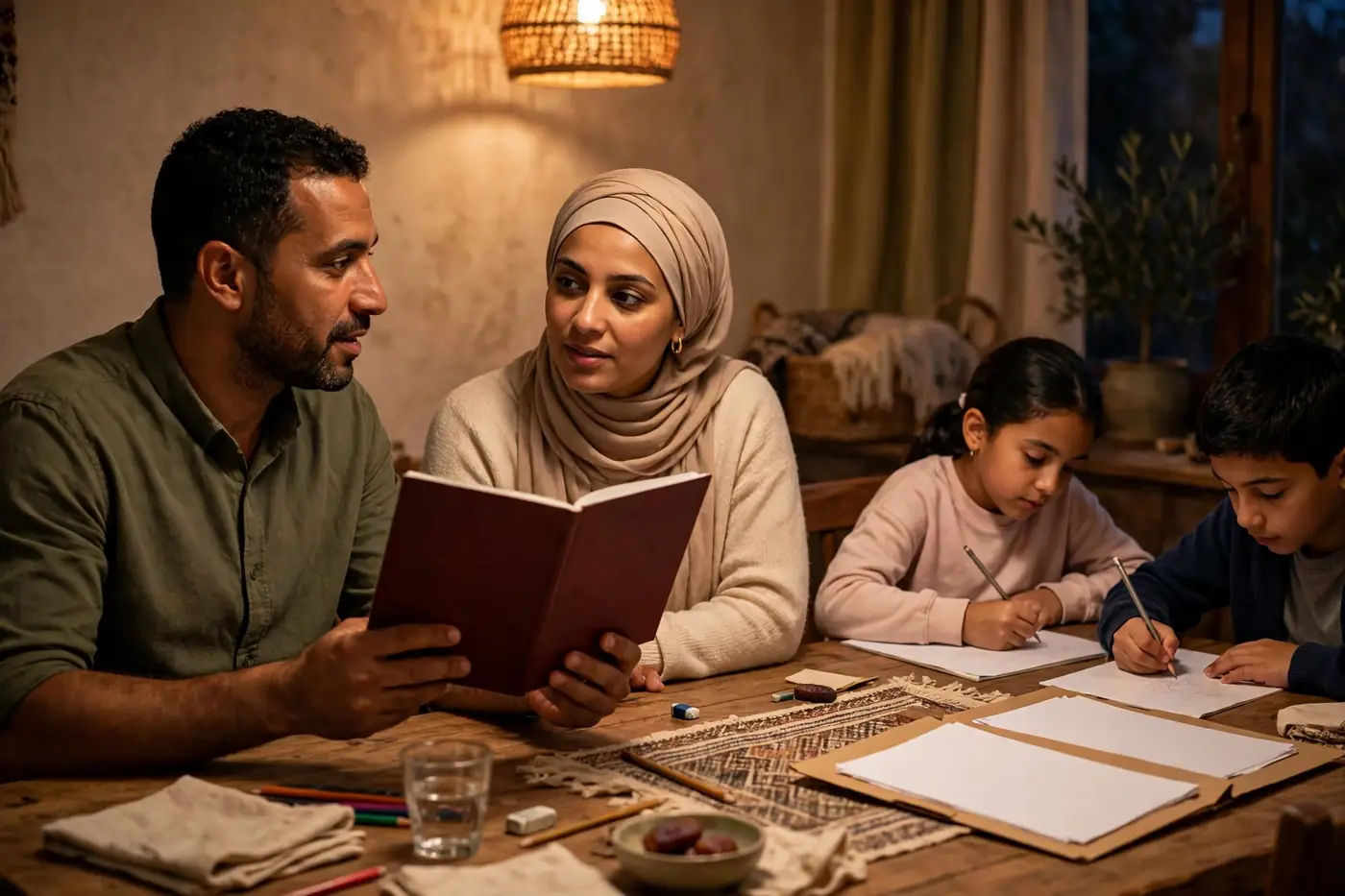 Livret de famille Algérie : première délivrance et duplicata 5 Famille algérienne consultant son livret de famille à la maison pour les démarches des enfants