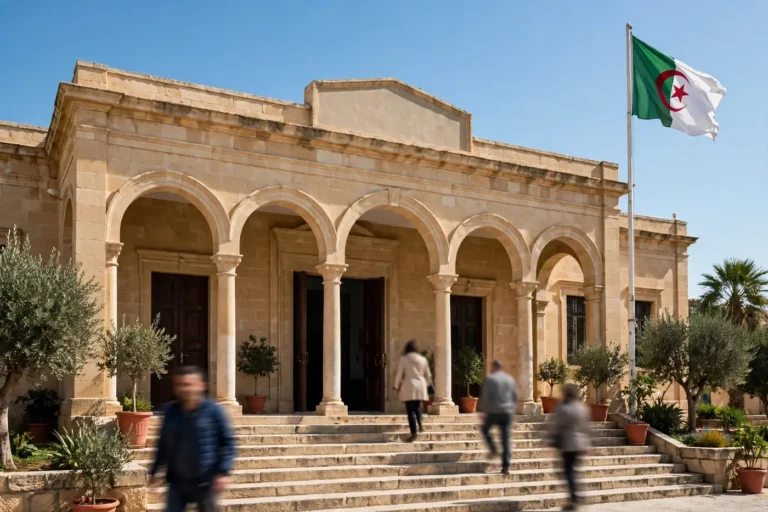 Entrée d'une mairie en Algérie pour la célébration du mariage civil et la demande d'acte de mariage Algérie