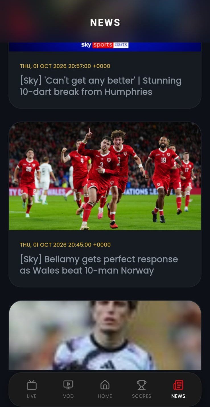 Yacine TV APK – تحميل ياسين تيفي APK أحدث إصدار 2026 7 قسم الأخبار الرياضية في تطبيق ياسين تيفي